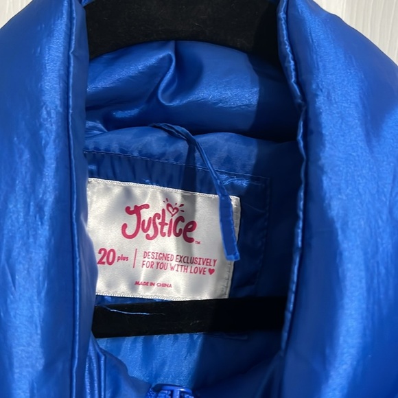 Justice Puffer Jacket -  Girls 20+- Cotton - Front Zip Blue. HOOD IS MISSING. - Picture 6 of 11